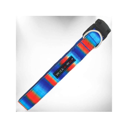 Blue/Orange - Tie Dye Dog Collars - S 3/4" width fits 10-14" neck