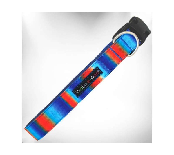 Blue/Orange - Tie Dye Dog Collars - XL 1.5" wide fits 18-28" neck