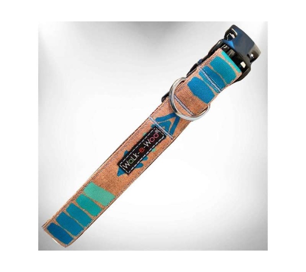 Teal - Tribal Dog Collars - M 1" width fits 12-18" neck