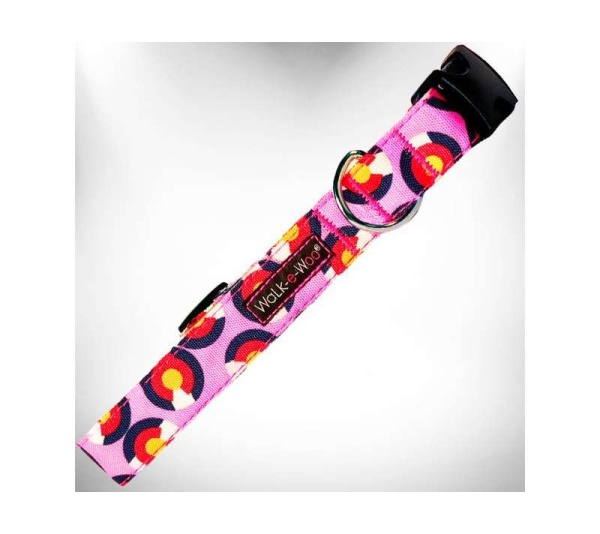 Colorado Pink - Colorado and Texas Dog Collars - M 1" width fits 12-18" neck