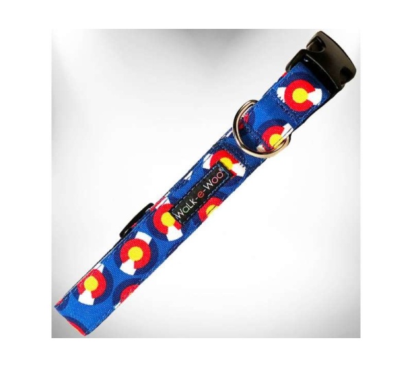 Colorado Blue - Colorado and Texas Dog Collars - M 1" width fits 12-18" neck
