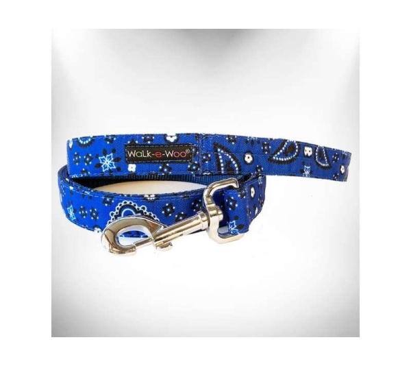 Blue - Bandana Dog Leads  - REGULAR Lead 1" width- 5' length
