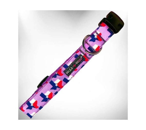 Texas Lavender - Colorado and Texas Dog Collars - M 1" width fits 12-18" neck