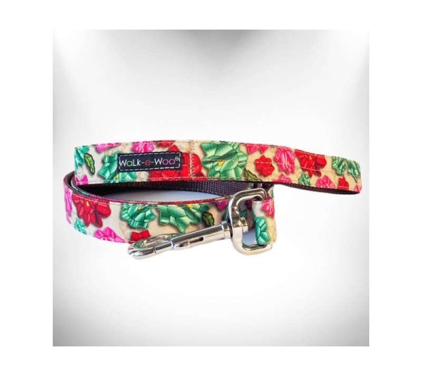 Mayan Flowers  - Dog Leash Dedign - REGULAR 1" width- 5' long