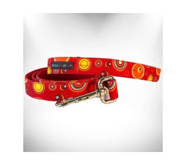 Red - Martini Dog Leads  - REGULAR Lead 1" width- 5' length