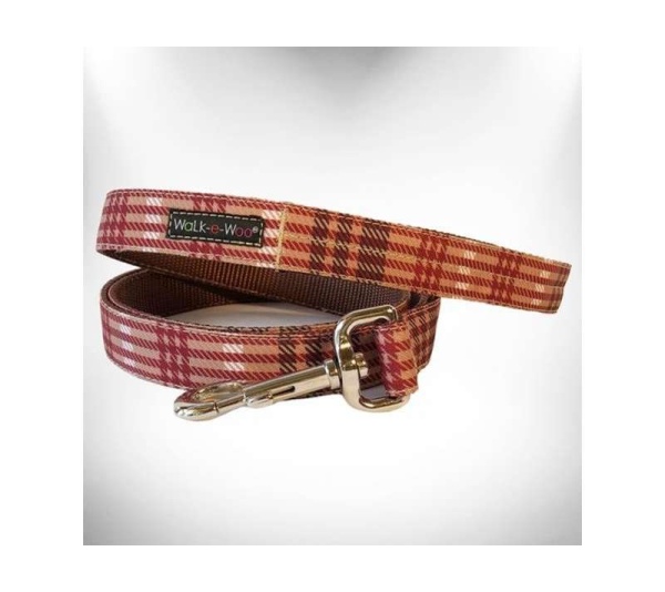 Classic Brown - Plaid Dog Leads  - THIN Lead 5/8" width- 5' length