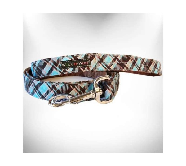 Steel Blue - Plaid Dog Leads  - THIN Lead 5/8" width- 5' length