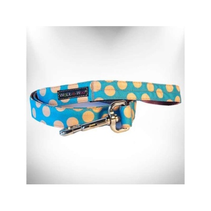 Tan Dots on Turquoise - Polka Dot Dog - Tan Dots Leads  - REGULAR Lead 1" width- 5' length