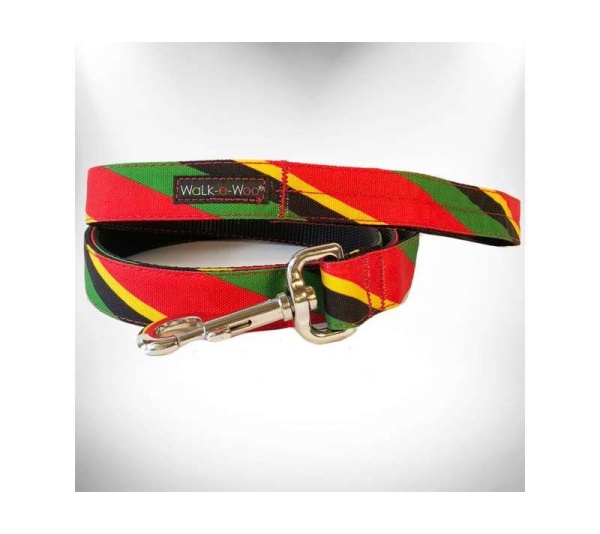 Rasta  - Stripes Dog Leash - REGULAR 1" width- 5' long