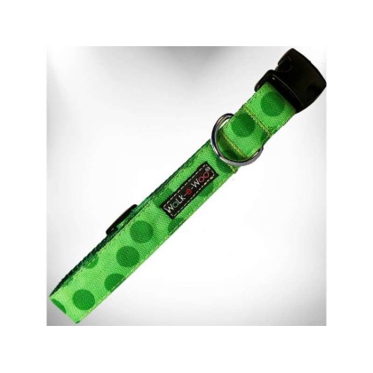 Green - Polka Dot Dog - Monotone Collars - M 1" width fits 12-18" neck