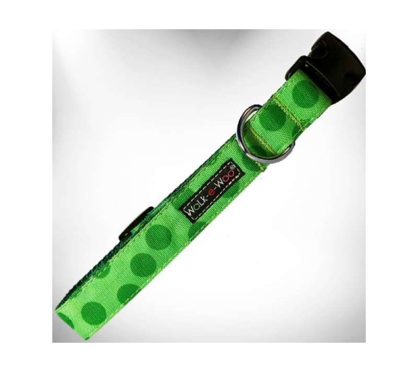 Green - Polka Dot Dog - Monotone Collars - L 1" width fits 14-25" neck