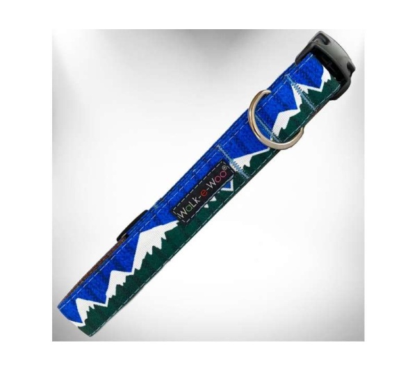 Bl/Gr Snowcap Mtn - nowcap Mountain Dog Collars - XL 1.5" wide fits 18-28" neck