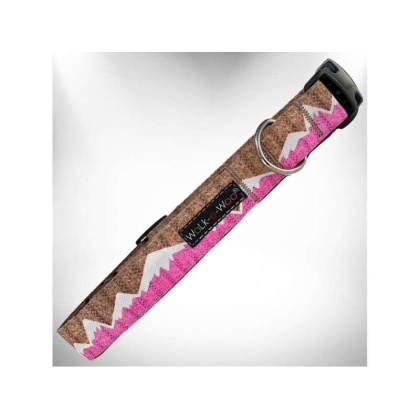 Pink Snowcap Mtn - nowcap Mountain Dog Collars - XS 5/8" width fits 8-12" neck