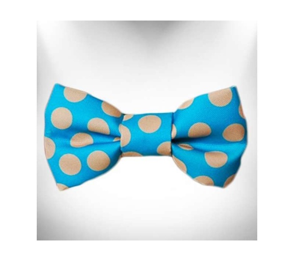 Tan Dots on Turquoise - Polka Dot Dog - Tan Dots Bow Tie