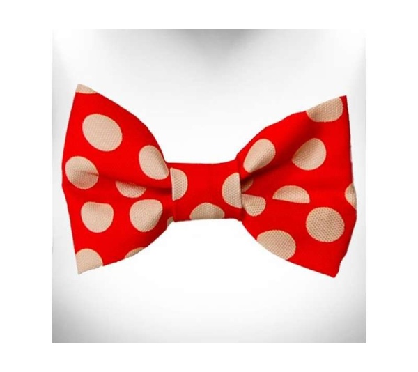 Tan Dot on Red - Polka Dot Dog Bow Tie