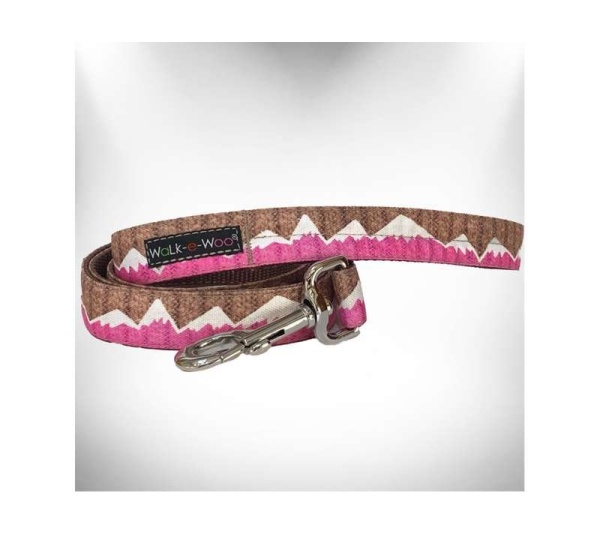 Pink  - Snowcap Mountain Dog Leash - REGULAR 1" width- 5' long