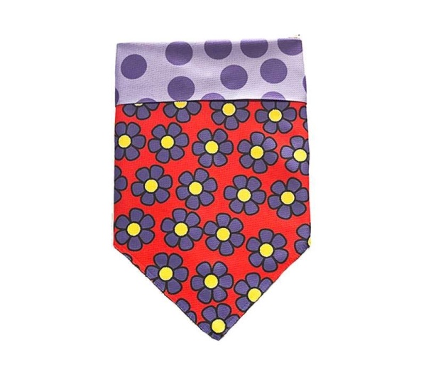 Purple Dots/Daisies - Sport Bandana  - Large