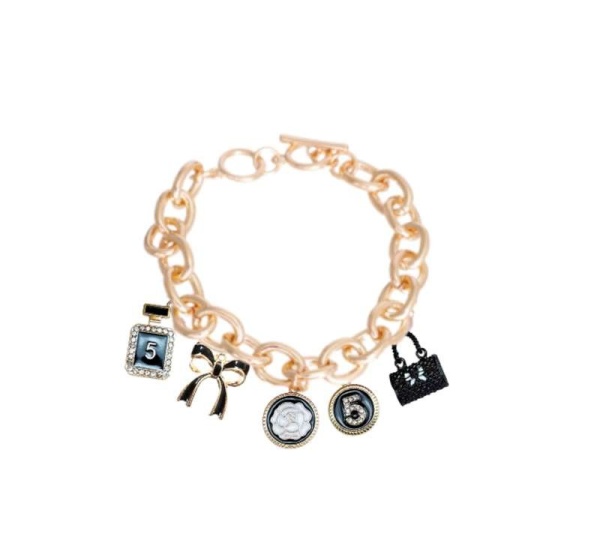 BLACK - Bags & Bows Charm Necklace - X Large