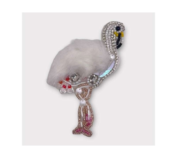 Beaded Fur and Rhinestone Flamingo- Dog Dress - X Small