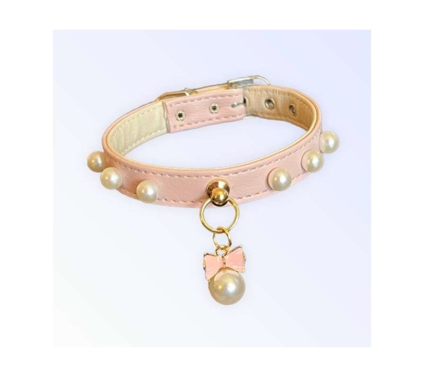 Beaded Pearls and Bow Collar - 16"