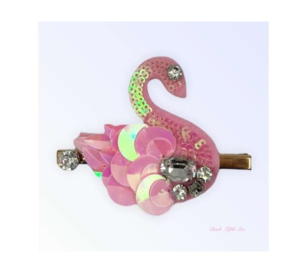 Beaded Sequin Swan Hairclip