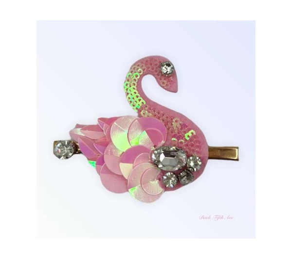 Beaded Sequin Swan Hairclip
