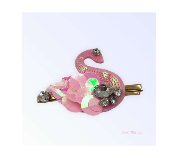 Beaded Sequin Swan Hairclip