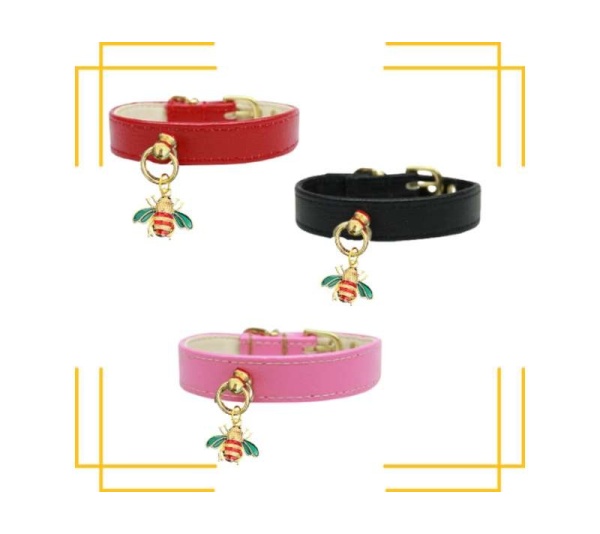 PINK - Bee Mine Dog Collar - 12"