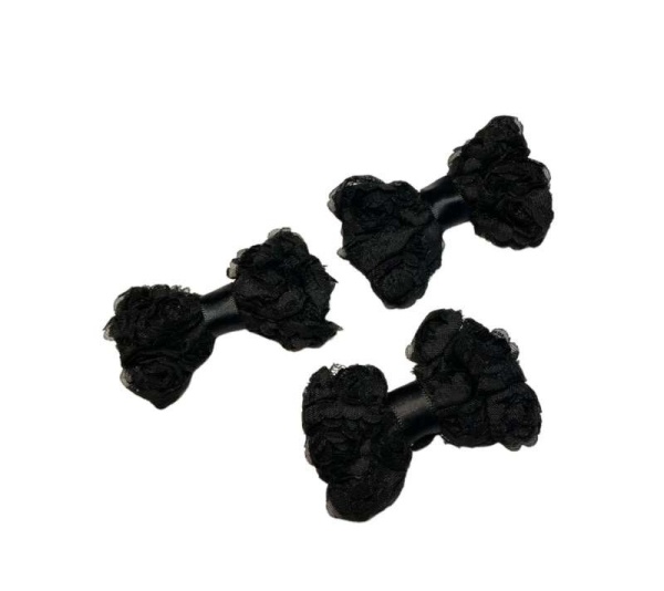 Black Chiffon Rosette Hairbows