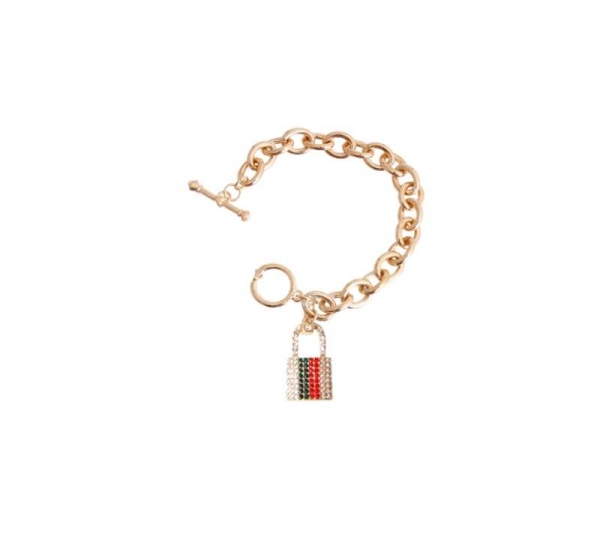 Designer Inspired Rhinestone Lock Pendant - X Small