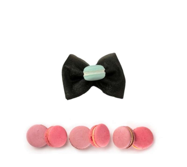 Black - Macaroon Tulle Dog Hair Bows