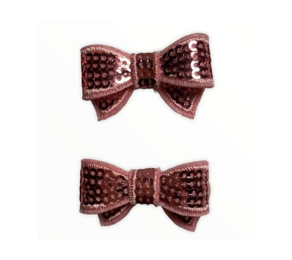 Pink - Mini Sequin Hair Bow Clips