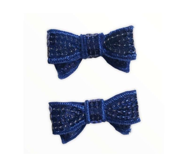 Royal Blue - Mini Sequin Hair Bow Clips
