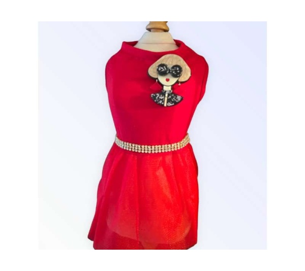 Ms. Fashion Red Party Dog Dress - X Small