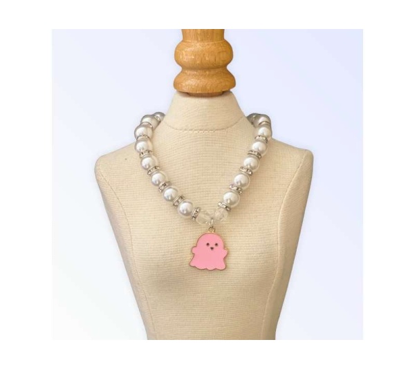 PINK - My Fa-BOO-Lous Pearl Ghost Necklace - Large