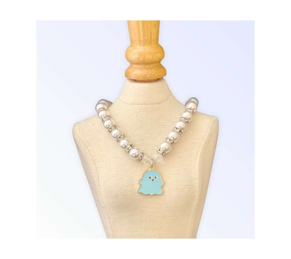 BLUE - My Fa-BOO-Lous Pearl Ghost Necklace - Large