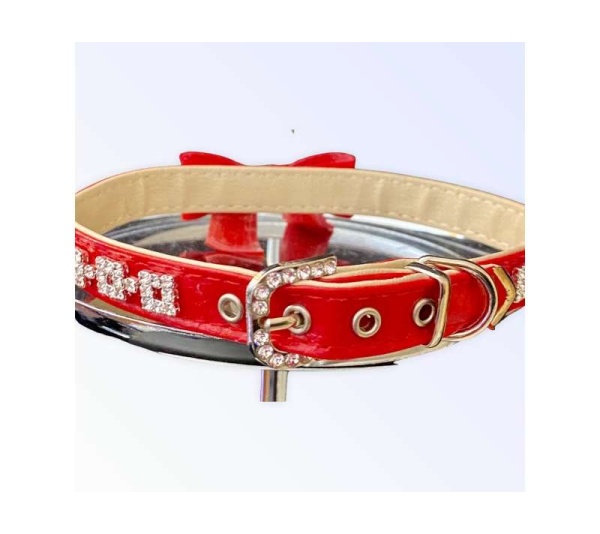 RED BOW - My Glam Holiday Bow Collar - X Small