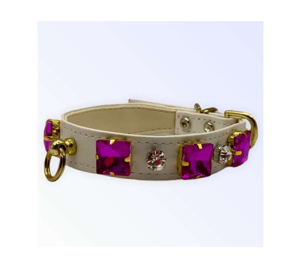 White - My Rhinestone Glam Collar - 16"