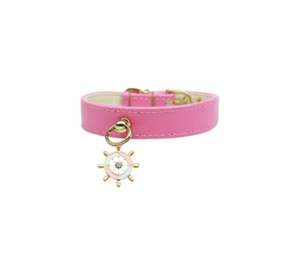 PINK - Nautical Dog Charm Collar - 10"