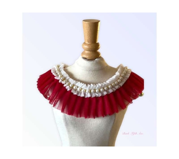 RED - Pearl Neck Ruff - Medium