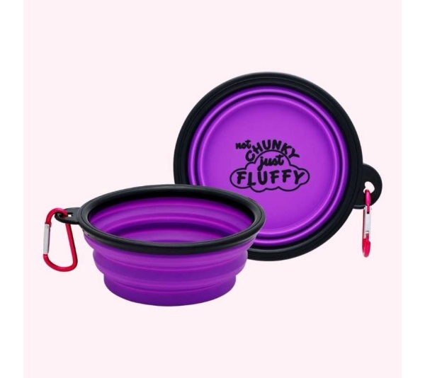 "Not Chunky Just Fluffy" Purple Dog Bowl