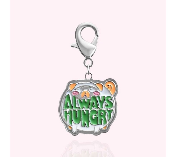Silver - "Always Hungry" Dog Collar Charm