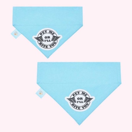 "Pet Me or I'll Bite You" Blue Collar Bandana - Large