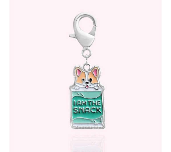 Silver - "I Am The Snack" Dog Collar Charm