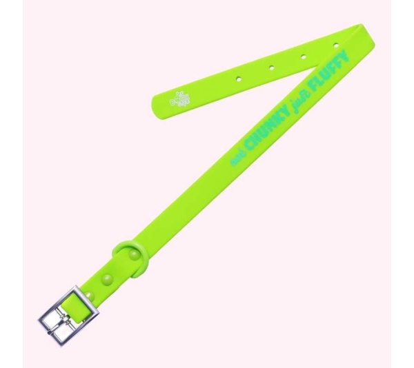 "Not Chunky Just Fluffy" Lime Green Silicone Collar - Large