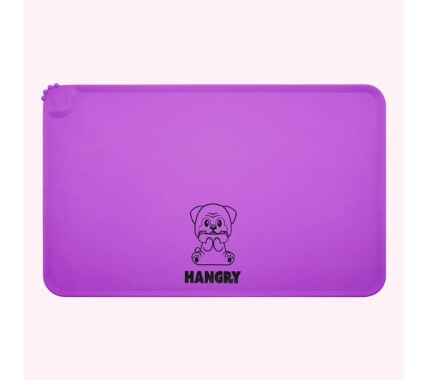 "Hangry" Purple Dog Food Mat