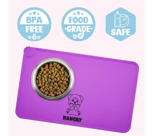 "Hangry" Purple Dog Food Mat
