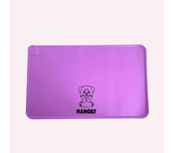 "Hangry" Purple Dog Food Mat