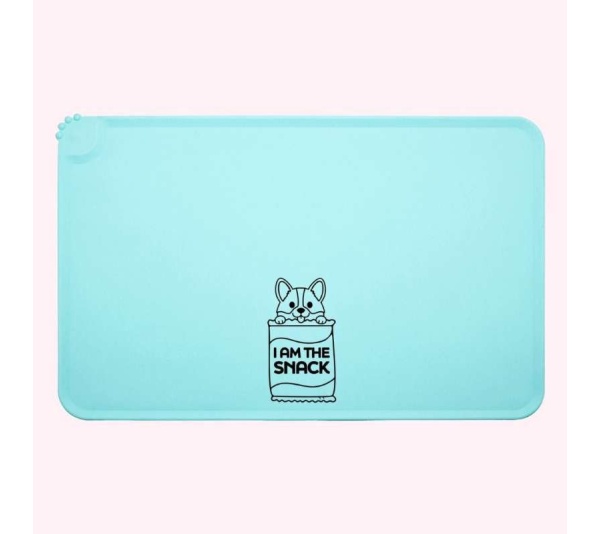 "I Am The Snack" Aqua Dog Food Mat
