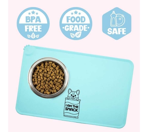 "I Am The Snack" Aqua Dog Food Mat